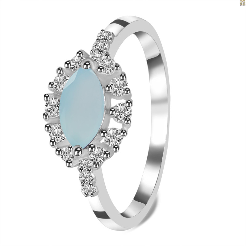 Blue Chalcedony & White Topaz Ring BLX-RDR-446.