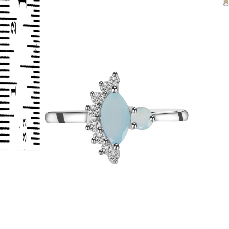 Blue Chalcedony & White Topaz Ring BLX-RDR-454.