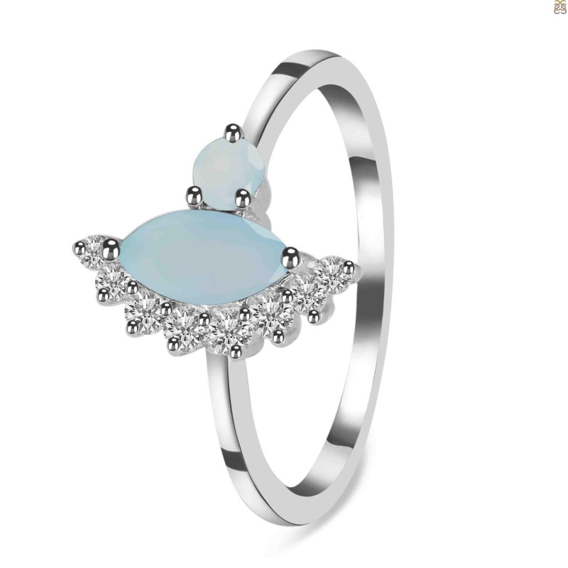 Blue Chalcedony & White Topaz Ring BLX-RDR-454.