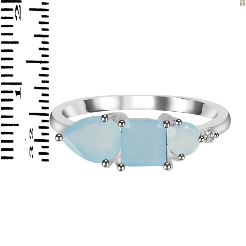 Blue Chalcedony & White Topaz Ring BLX-RDR-455.