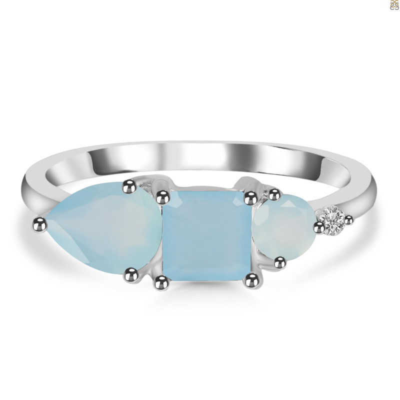 Blue Chalcedony & White Topaz Ring BLX-RDR-455.