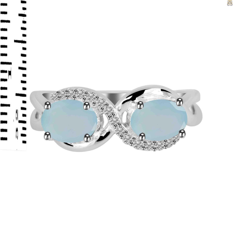 Blue Chalcedony & White Topaz Ring BLX-RDR-456.