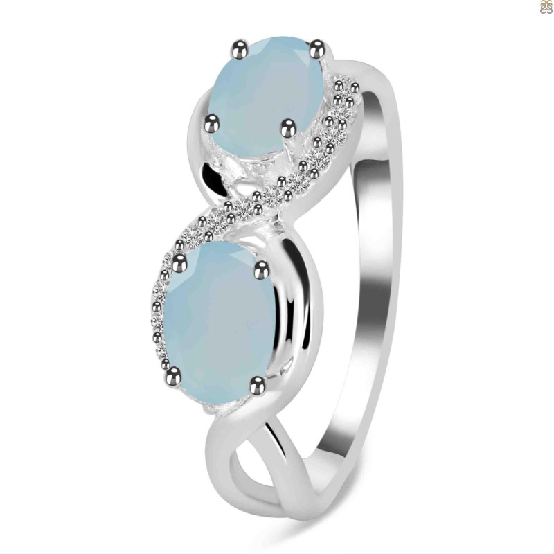 Blue Chalcedony & White Topaz Ring BLX-RDR-456.
