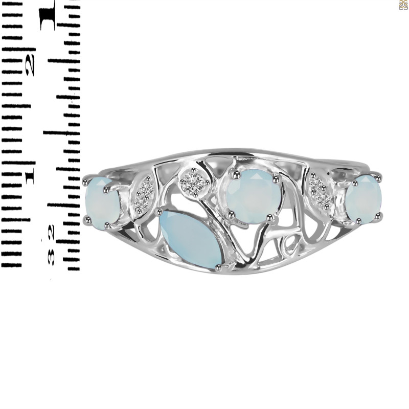 Blue Chalcedony & White Topaz Ring BLX-RDR-459.