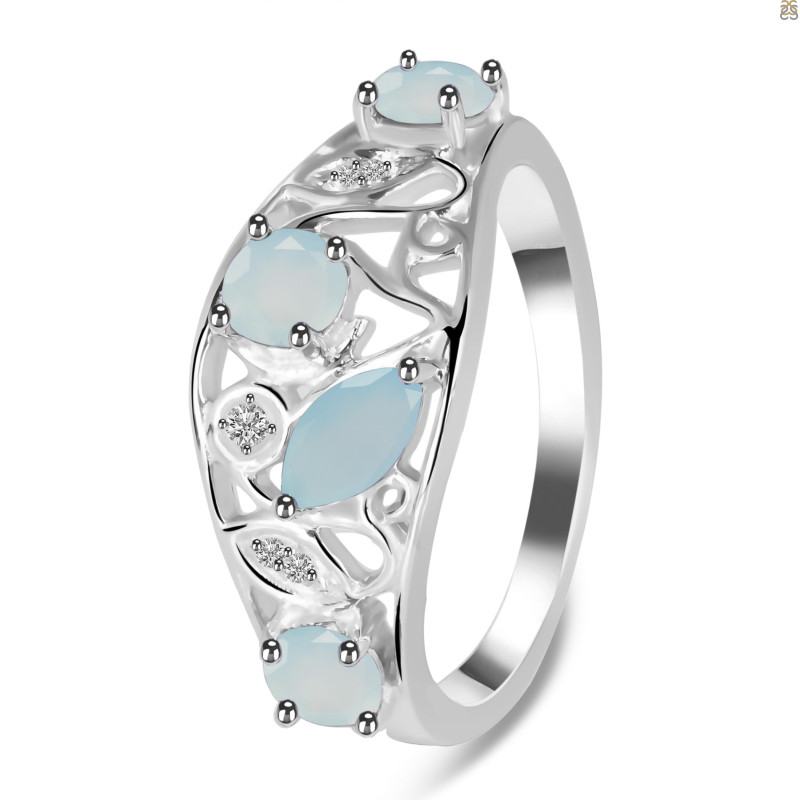 Blue Chalcedony & White Topaz Ring BLX-RDR-459.