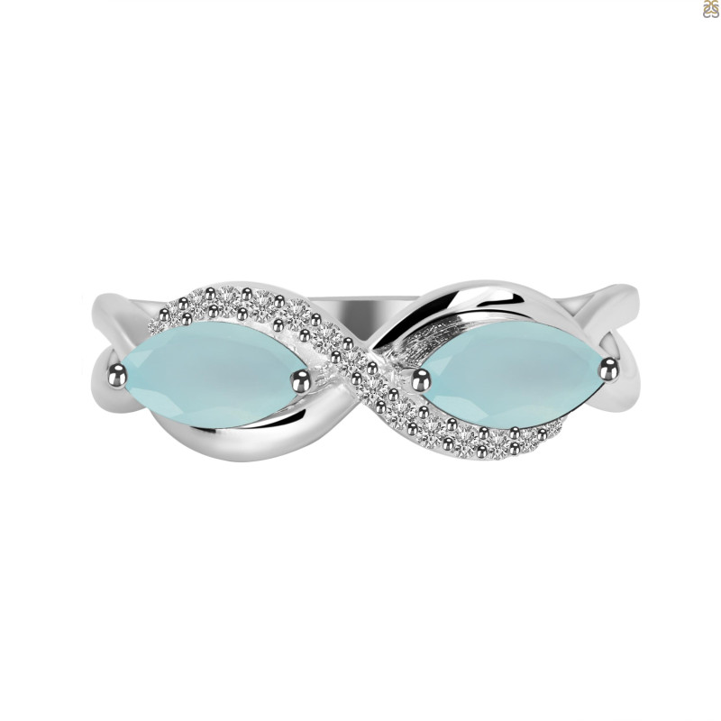 Blue Chalcedony & White Topaz Ring BLX-RDR-461.