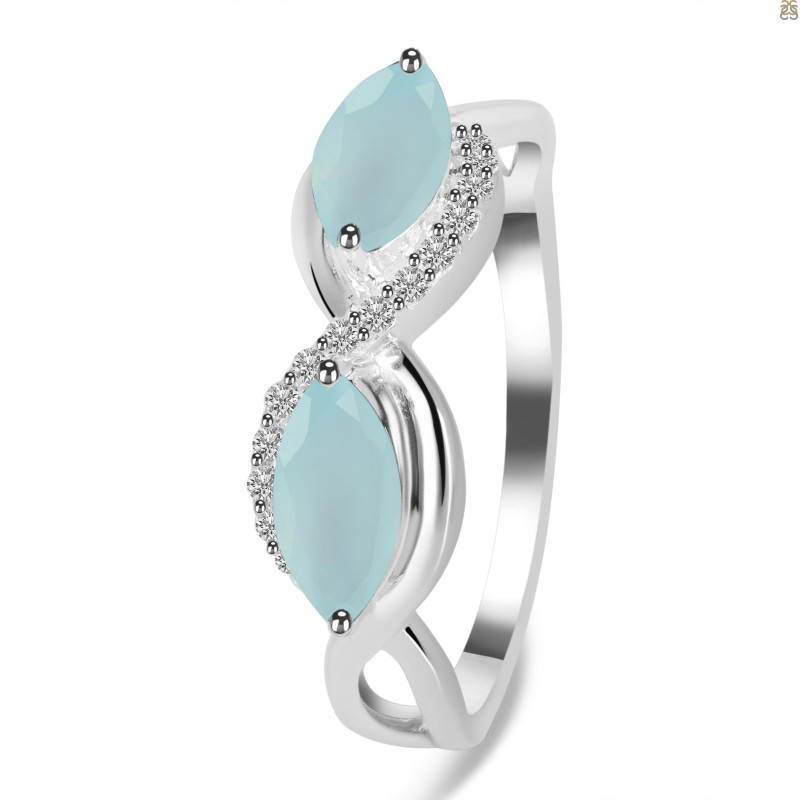 Blue Chalcedony & White Topaz Ring BLX-RDR-461.