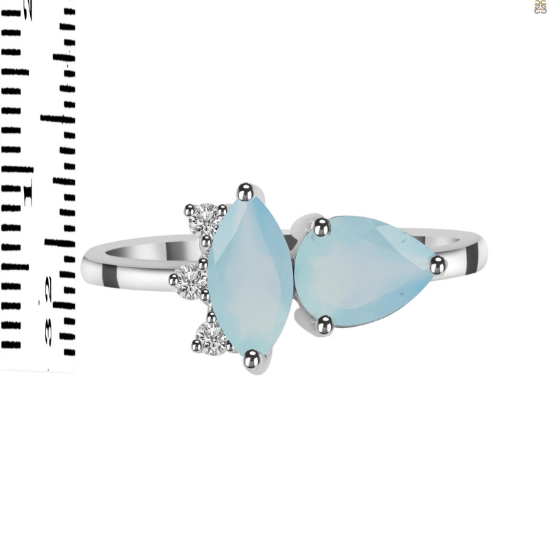Blue Chalcedony & White Topaz Ring BLX-RDR-464.