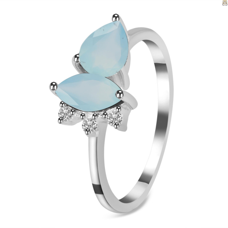 Blue Chalcedony & White Topaz Ring BLX-RDR-464.