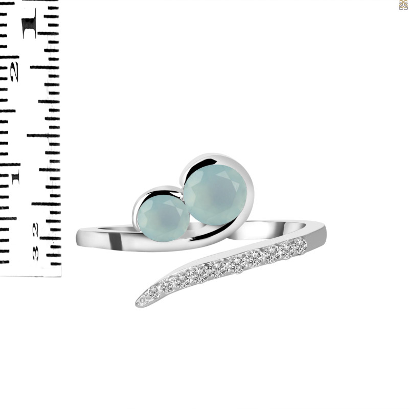 Blue Chalcedony & White Topaz Ring BLX-RDR-470.