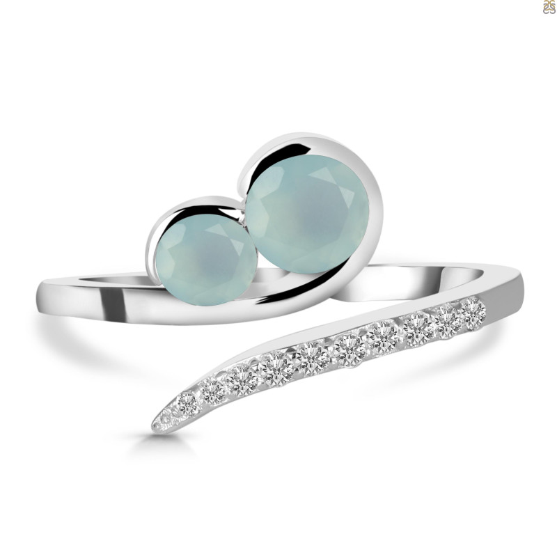 Blue Chalcedony & White Topaz Ring BLX-RDR-470.