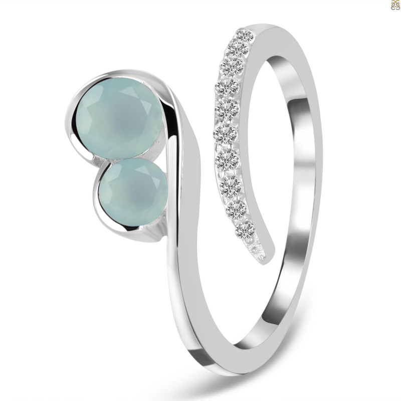 Blue Chalcedony & White Topaz Ring BLX-RDR-470.