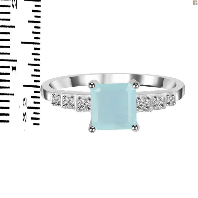 Blue Chalcedony & White Topaz Ring BLX-RDR-472.
