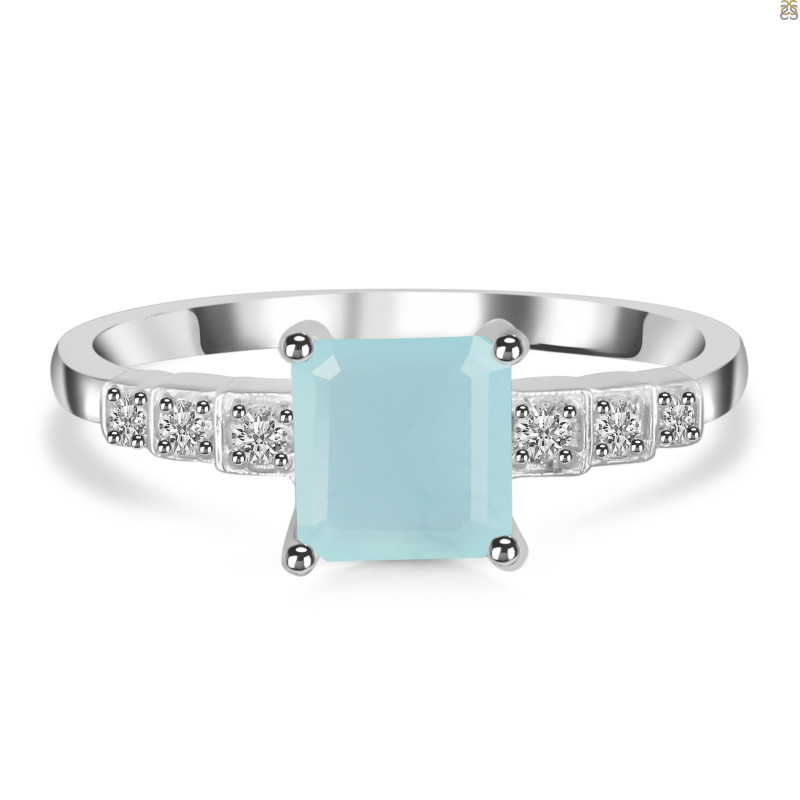 Blue Chalcedony & White Topaz Ring BLX-RDR-472.