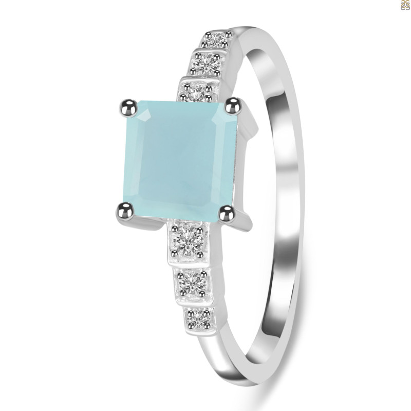 Blue Chalcedony & White Topaz Ring BLX-RDR-472.
