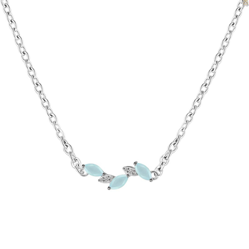 Blue Chalcedony & White Topaz Necklace BLX-RDN-460.