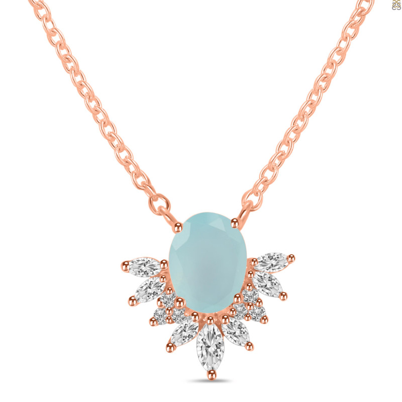 Blue Chalcedony & White Topaz Necklace BLX-RN-72.