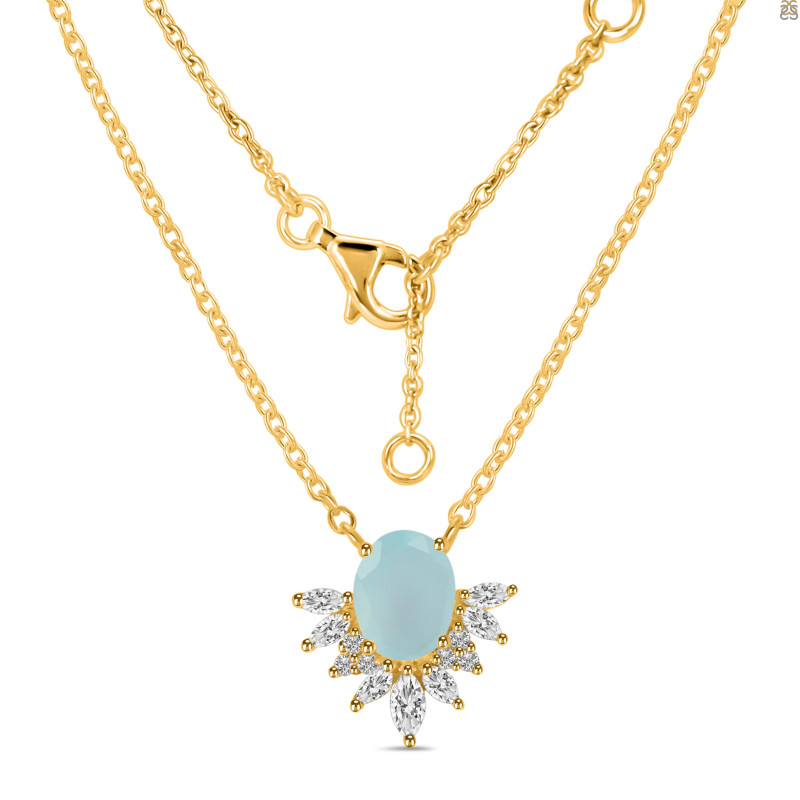 Blue Chalcedony & White Topaz Necklace BLX-RN-72.