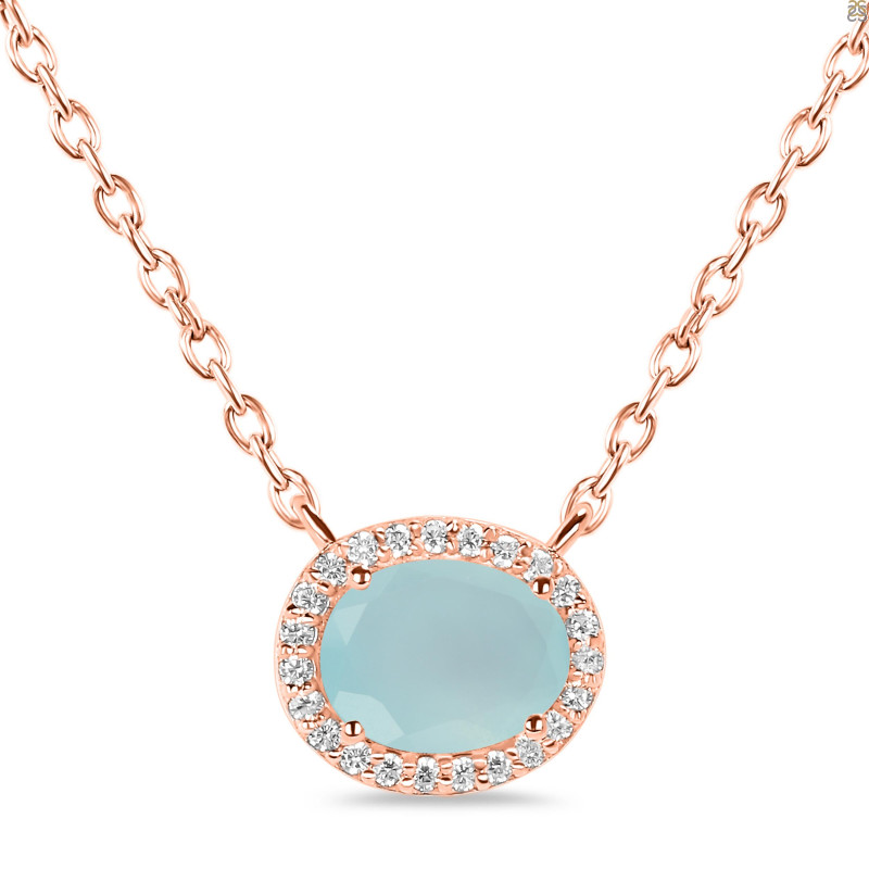 Blue Chalcedony & White Topaz Necklace BLX-RN-85.