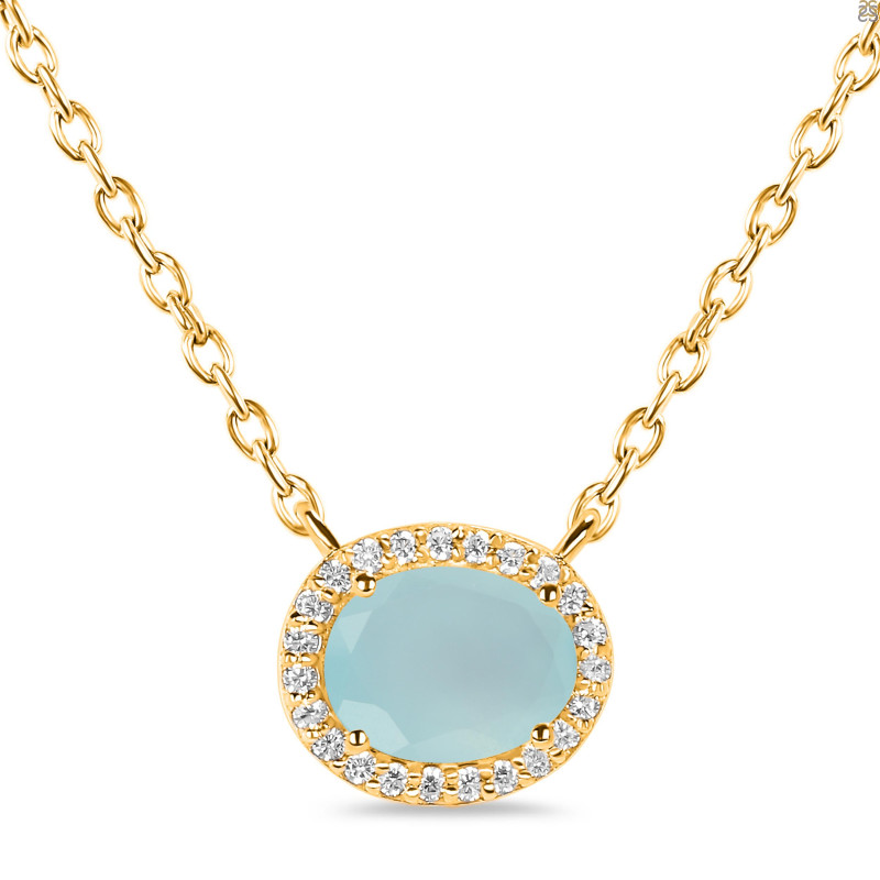 Blue Chalcedony & White Topaz Necklace BLX-RN-85.
