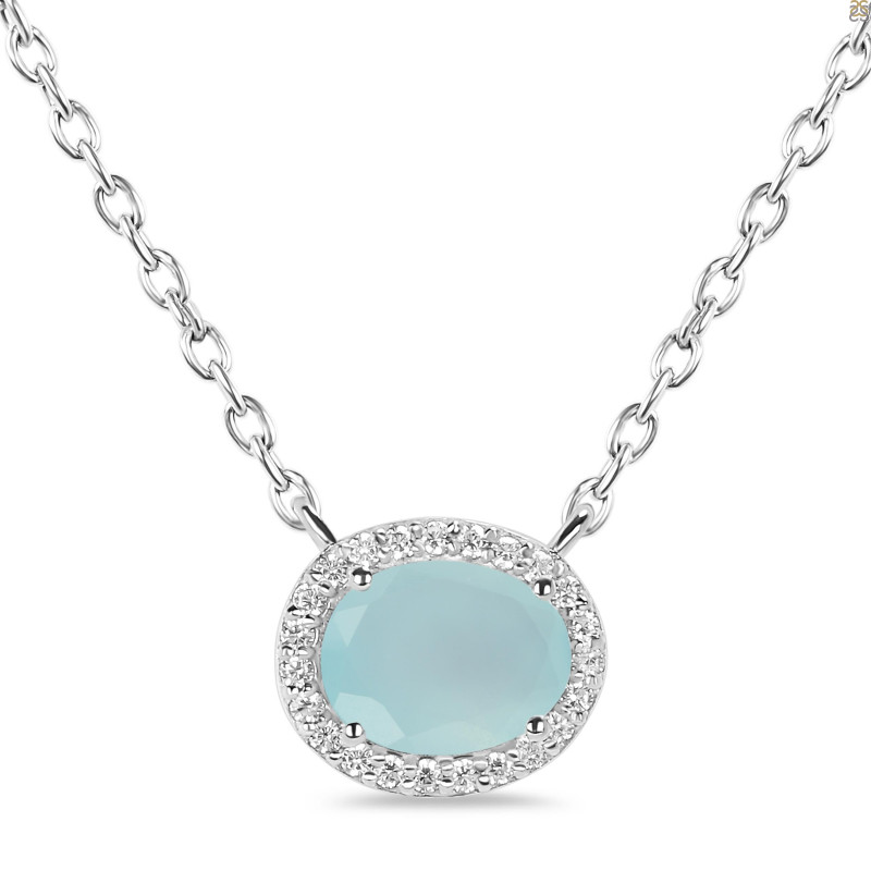 Blue Chalcedony & White Topaz Necklace BLX-RN-85.