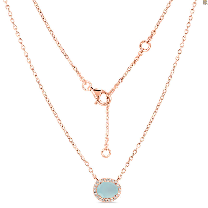 Blue Chalcedony & White Topaz Necklace BLX-RN-85.
