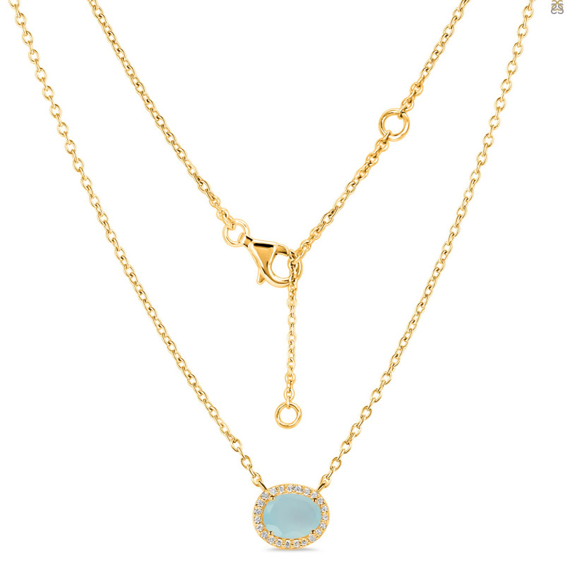 Blue Chalcedony & White Topaz Necklace BLX-RN-85.
