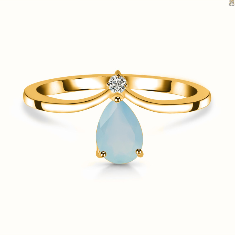 Blue Chalcedony & White Topaz Ring BLX-RR-374.