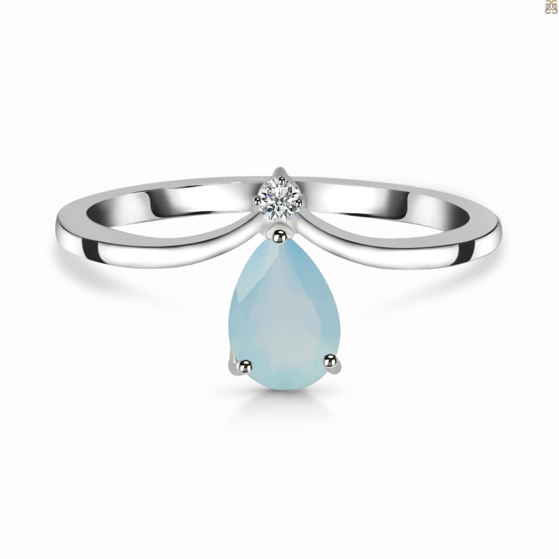Blue Chalcedony & White Topaz Ring BLX-RR-374.