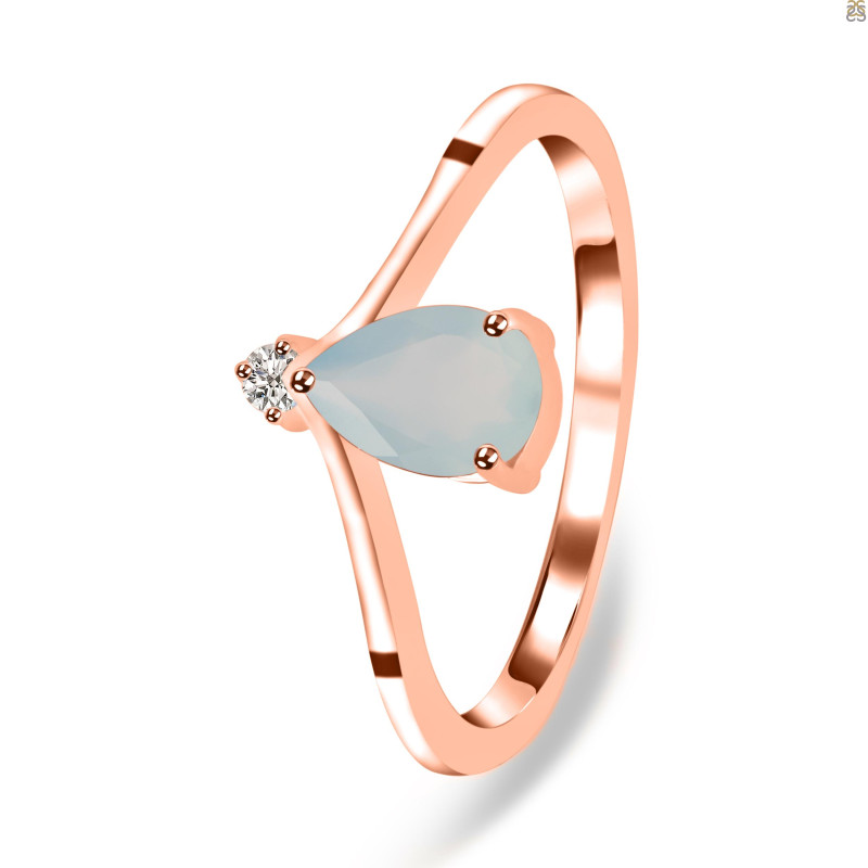 Blue Chalcedony & White Topaz Ring BLX-RR-374.
