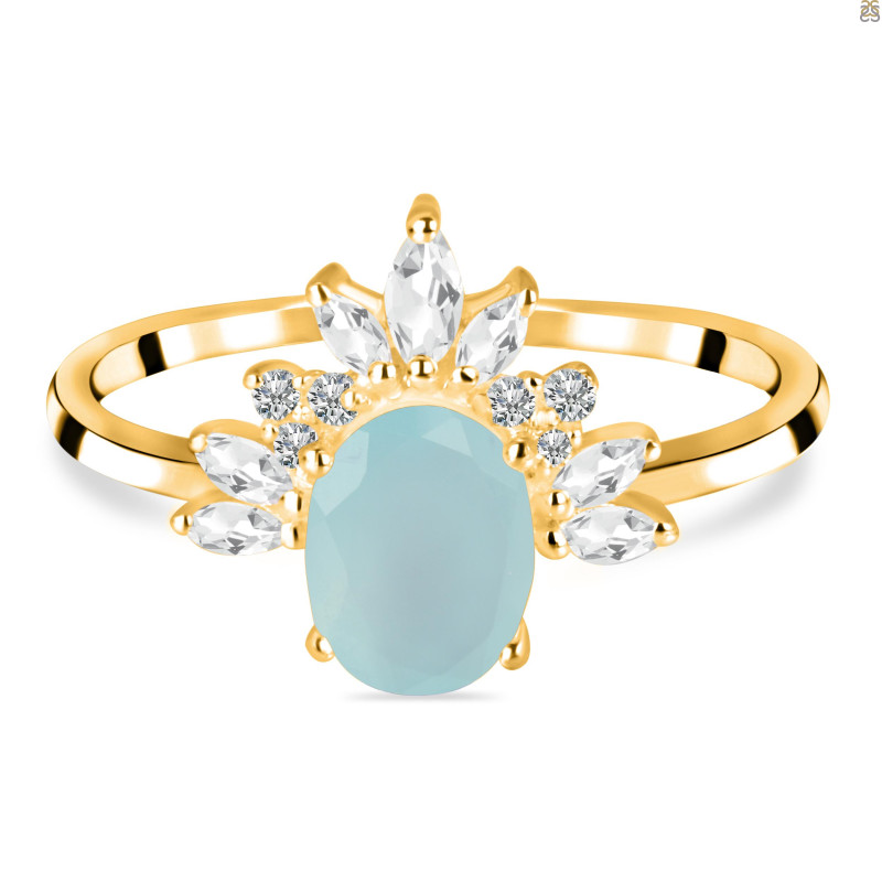 Blue Chalcedony & White Topaz Ring BLX-RR-405.