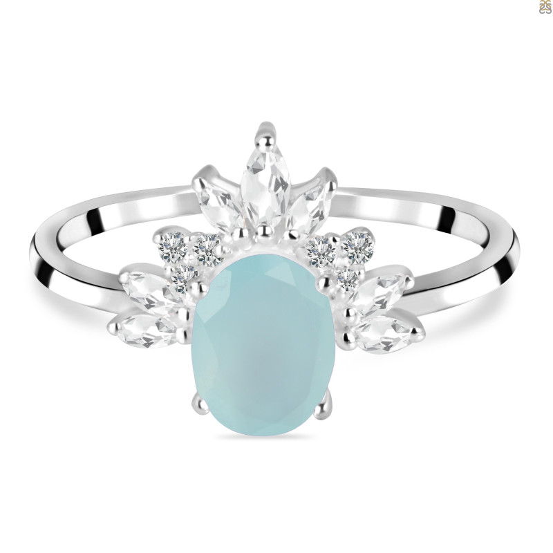 Blue Chalcedony & White Topaz Ring BLX-RR-405.