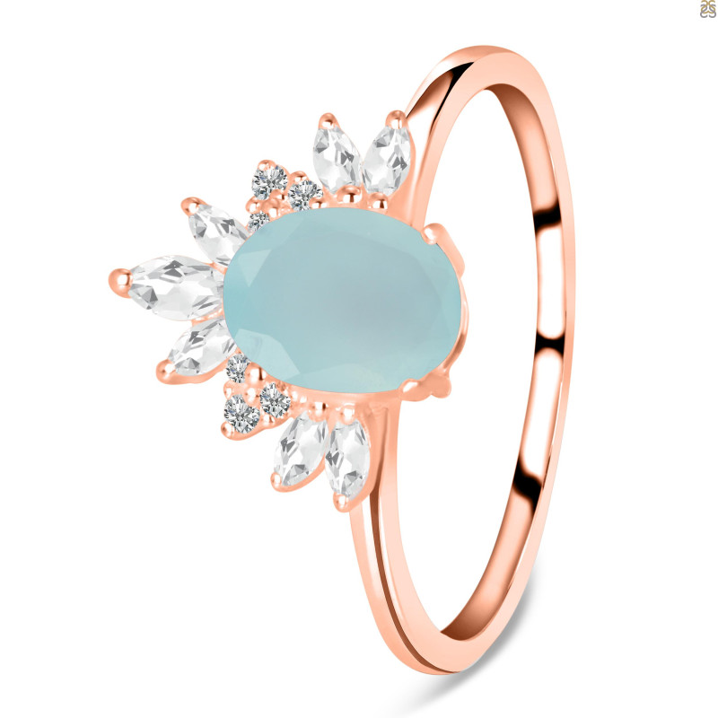 Blue Chalcedony & White Topaz Ring BLX-RR-405.