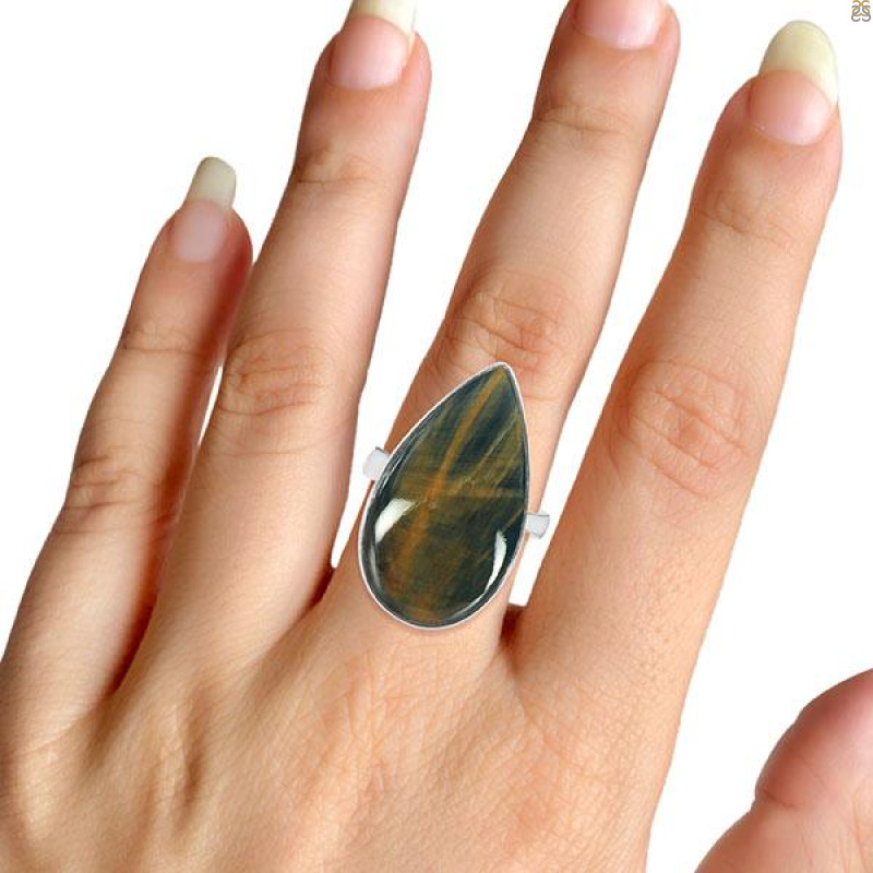 Blue Tiger Eye Adjustable Ring-ADJ-R BTE-2-51