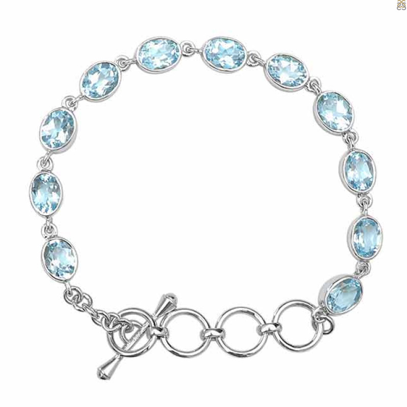 Blue Topaz Bracelet BTZ-RDB-114-CUT.