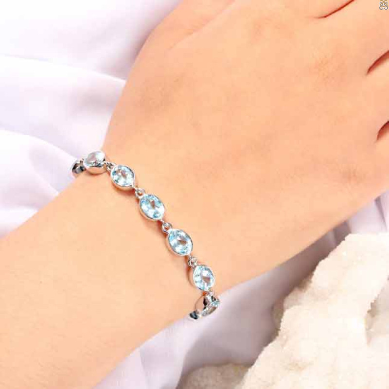 Blue Topaz Bracelet BTZ-RDB-114-CUT.