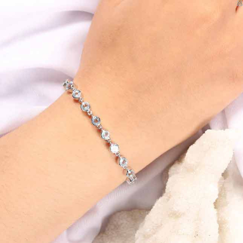 Blue Topaz Bracelet BTZ-RDB-116-CUT.