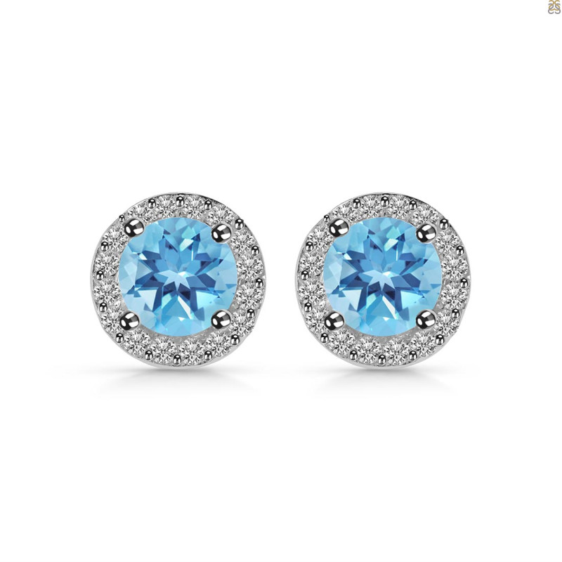 Blue Topaz & White Topaz Stud Earring BTZ-RDE-1259.
