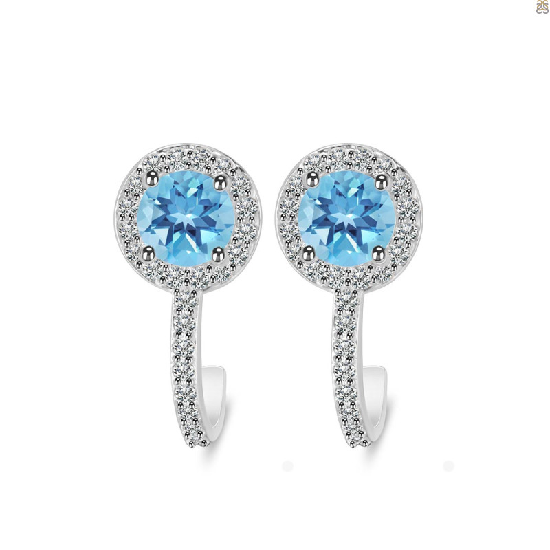 Blue Topaz & White Topaz Stud Earring BTZ-RDE-1264.