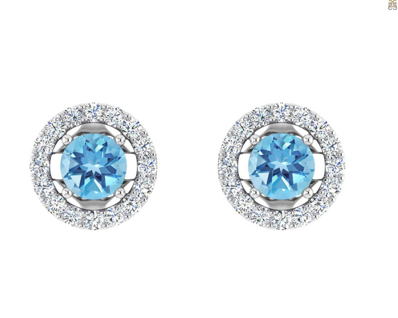 Blue Topaz & White Topaz Stud Earring BTZ-RDE-984.