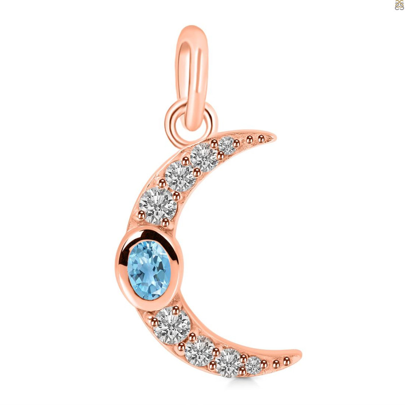 Blue Topaz & White Topaz Pendant BTZ-RDP-691.