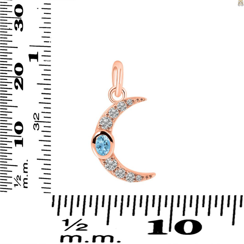 Blue Topaz & White Topaz Pendant BTZ-RDP-691.