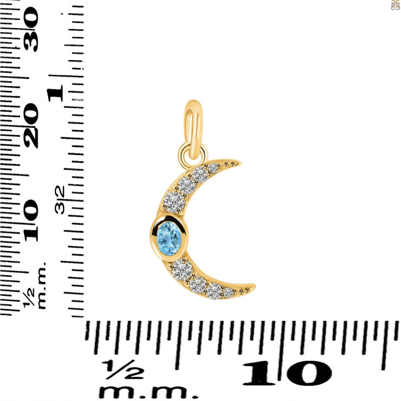 Blue Topaz & White Topaz Pendant BTZ-RDP-691.