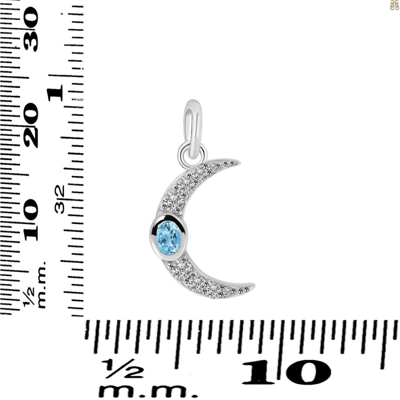 Blue Topaz & White Topaz Pendant BTZ-RDP-691.