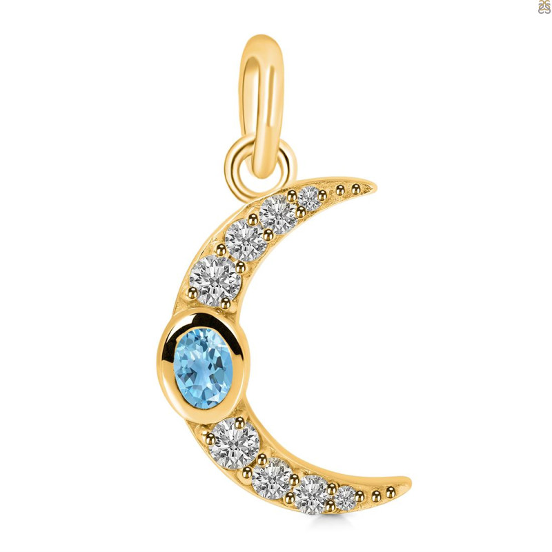 Blue Topaz & White Topaz Pendant BTZ-RDP-691.