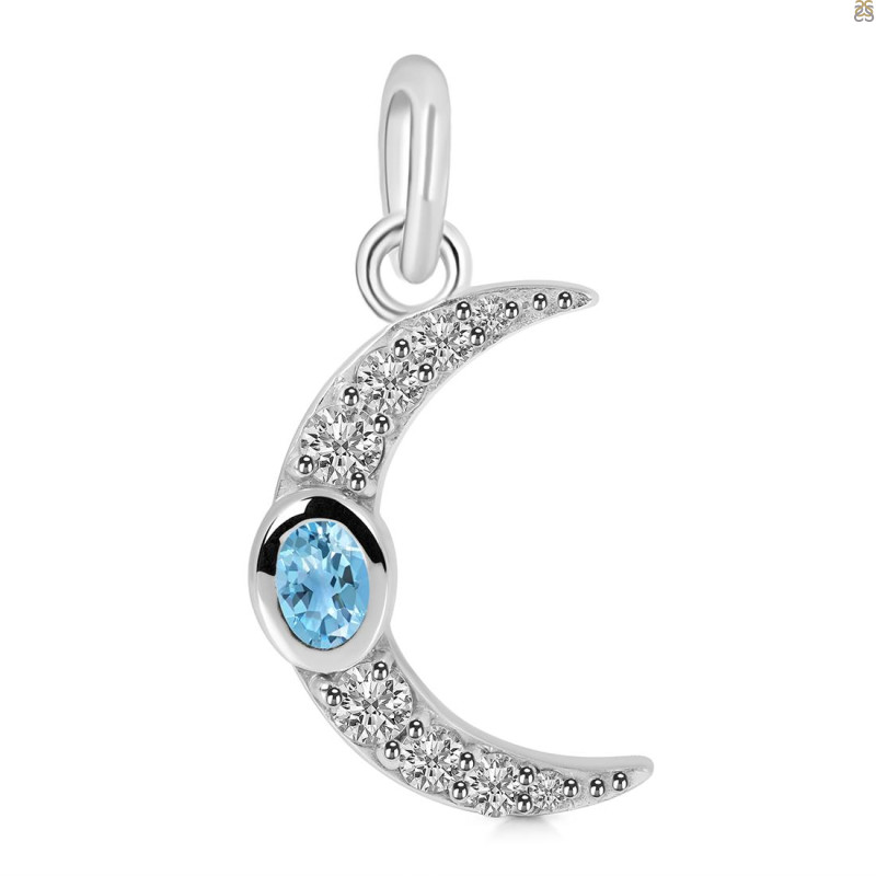 Blue Topaz & White Topaz Pendant BTZ-RDP-691.