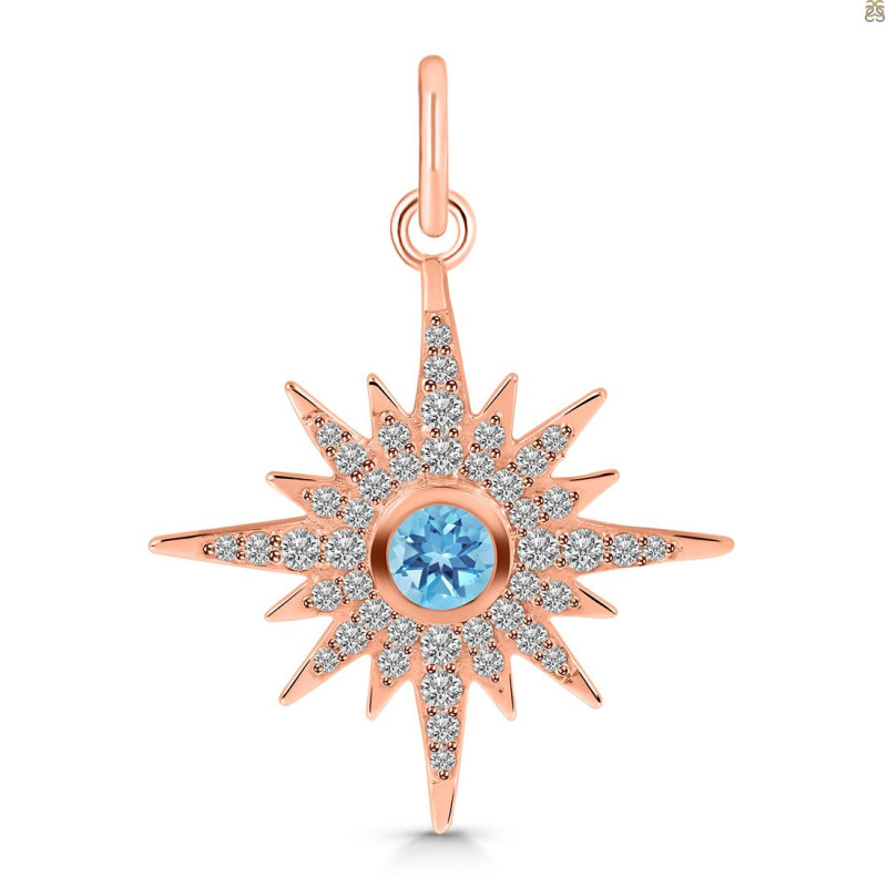 Blue Topaz & White Topaz Pendant BTZ-RDP-693.