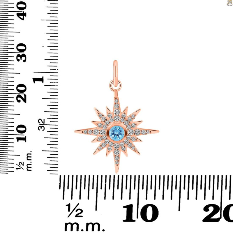 Blue Topaz & White Topaz Pendant BTZ-RDP-693.