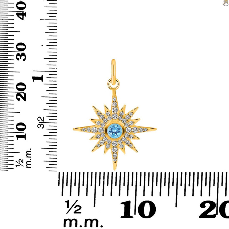 Blue Topaz & White Topaz Pendant BTZ-RDP-693.