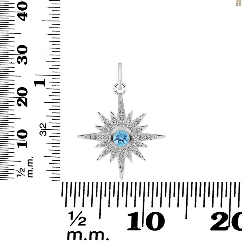 Blue Topaz & White Topaz Pendant BTZ-RDP-693.